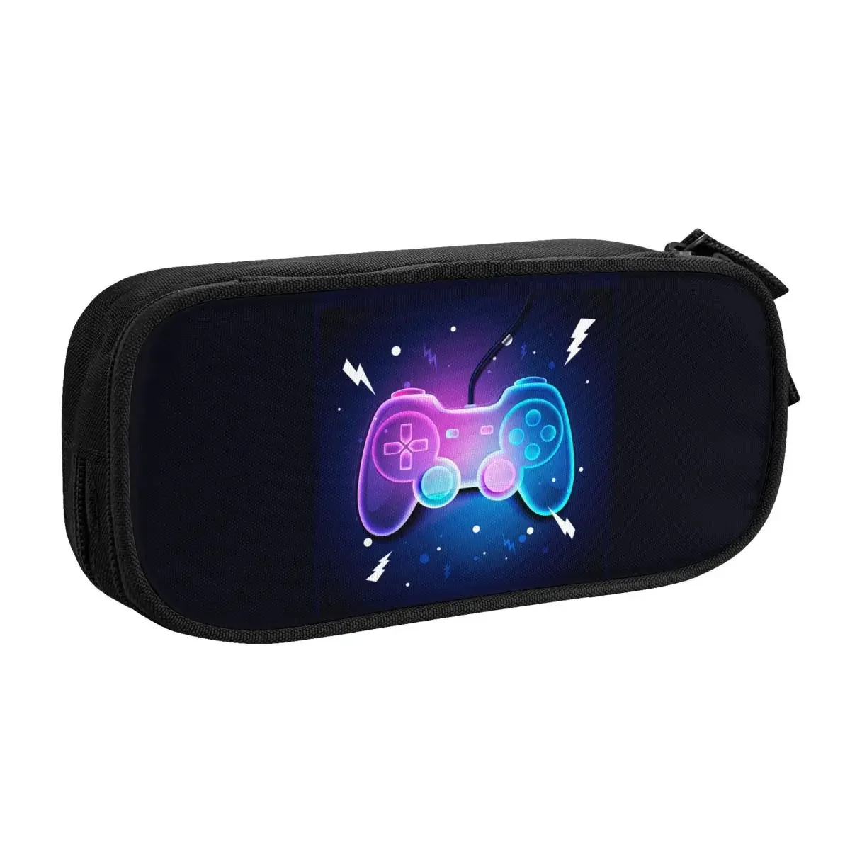 Custom Cool Video Game Gamer Neon Art Pencil Cases Large Capacity Geek Gaming Controller Pencil Bag School Accessories