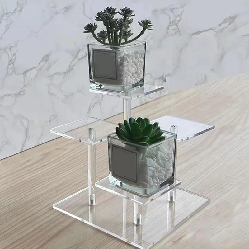 Acrylic Clear Display Stand Removable Square Holder Rack Blind Box Toys Display Shelf Perfume Makeup Storage Shelf