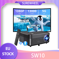 SUREWHEEL SW10 Projector, FHD 1080P, 180inch Display, 5G WiFi & Bluetooth, 13000 Lumens, Zoom Function, Keystone Correction