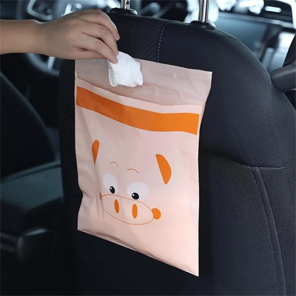 Waterproof Garbage Bag Self-adhesive Foldable PE Cartoon Animal Sticky Trash Bag for Car Truck Home Supplies Cleaning Tools