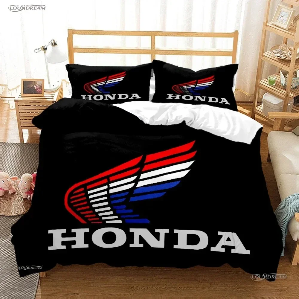 HRC-HONDA Motorcycle logo Duvet Cover Comforter Bedding sets Soft Quilt Cover and Pillowcases for Teens Single Double Queen King