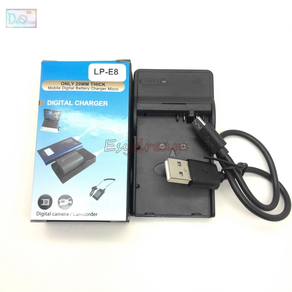 شاحن USB لبطارية كانون ، LC-E8 ، LPE8 ، LP-E8 ، EOS 550D ، 600D ، 650D ، 700D ، Kiss X4 ، X5 ، X6 ، المتمردين T3i ، T4i ، T5i