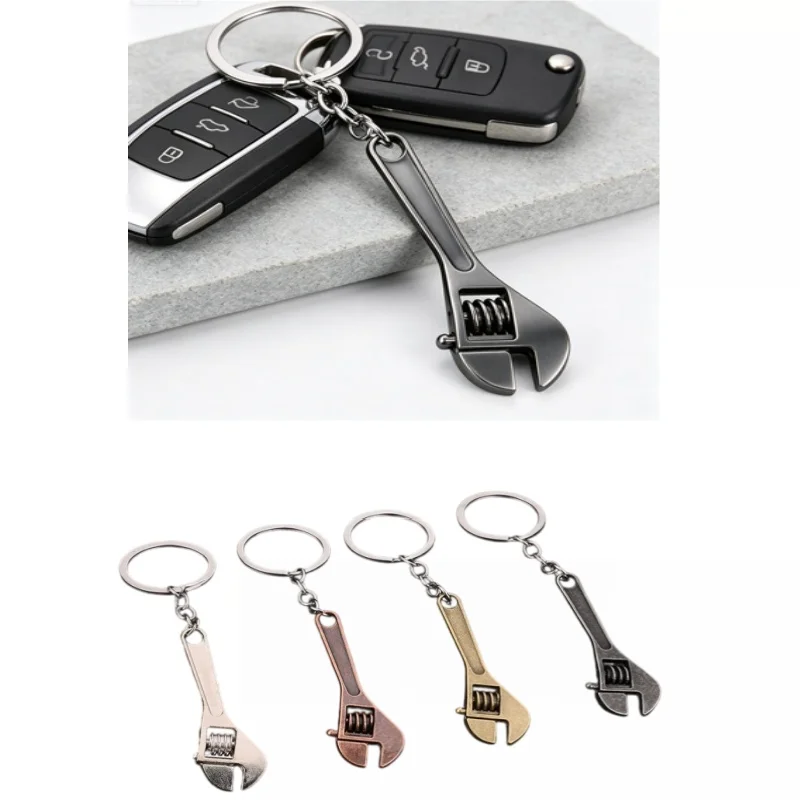 Mini Adjustable Wrench Keychain Metal Rotatable Spanner Portable Hand Tool Key Ring Pendant For Car Keys Backpack Men Gift