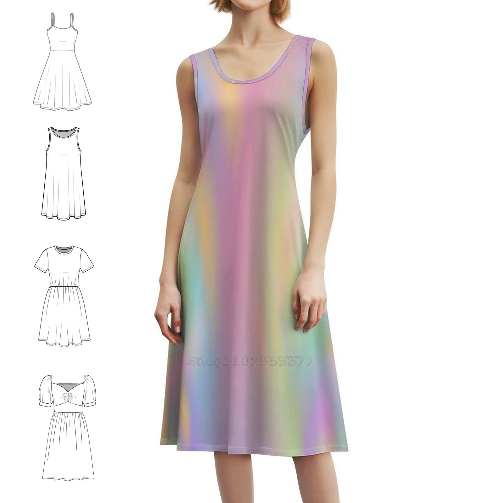 Holo Korean Style Dress For Women Elegant Casual Dress For Party Or Daily Wear Holo Pastels Pastel Glow Mermaid Pink Womens