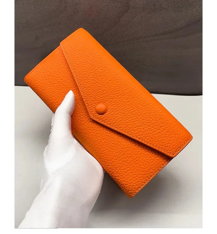 Genuine Leather Long Purse For Men Women Fashion High Capacity Phone Wallet Cowhide Envelope Design Luxury Money Bag Unisex
