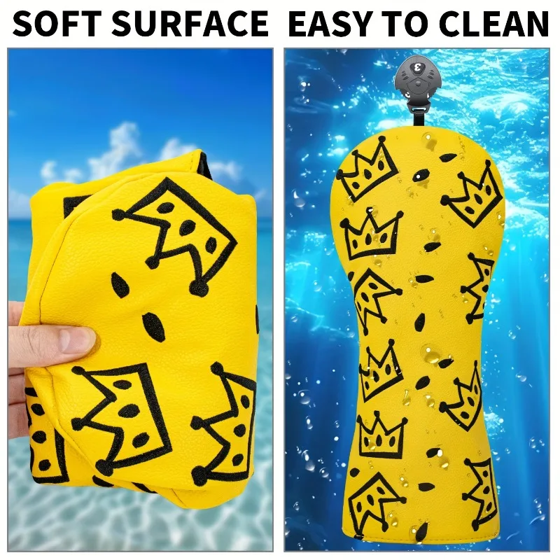 Чехол на голову для гольф-клуба Cheese Crown — ярко-желтый с черно-белым швейцарским сыром и дизайном Crown