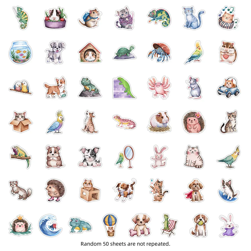 50PCS Cute Animal Graffiti Stickers - Decor for Notebook, Computer, Luggage & Thermos, Waterproof Design AnimeWorlds Store