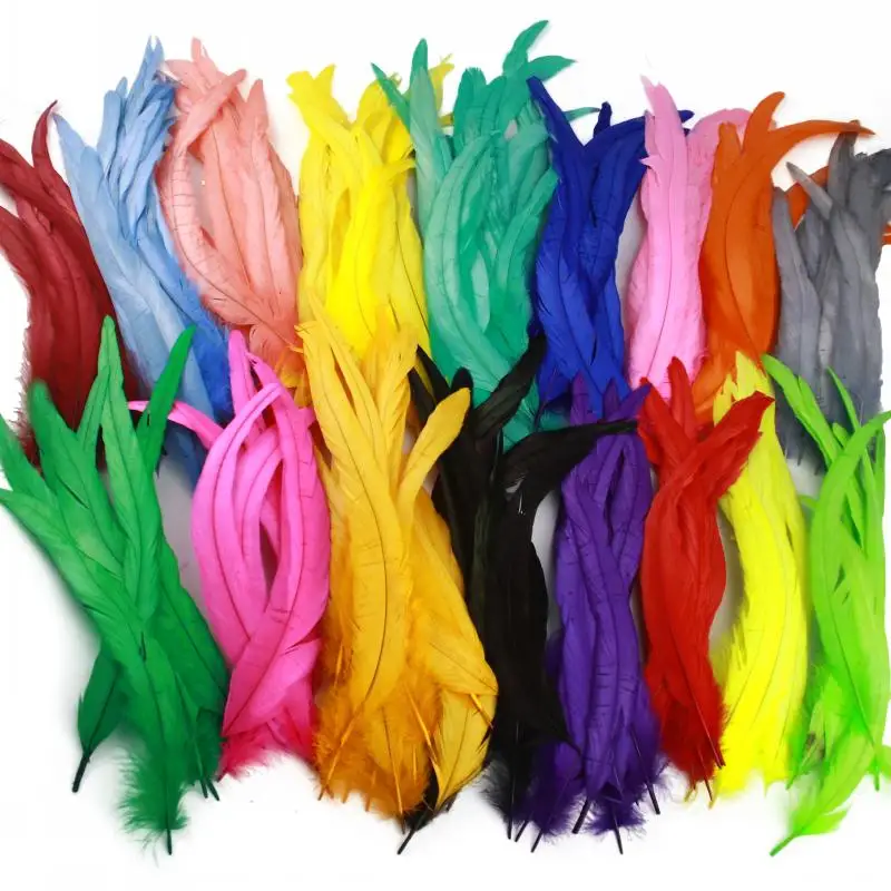 

100pcs 6-16inch colour Natural Rooster Tail Feathers for DIY Crafts Costume Accessories Hats Makin