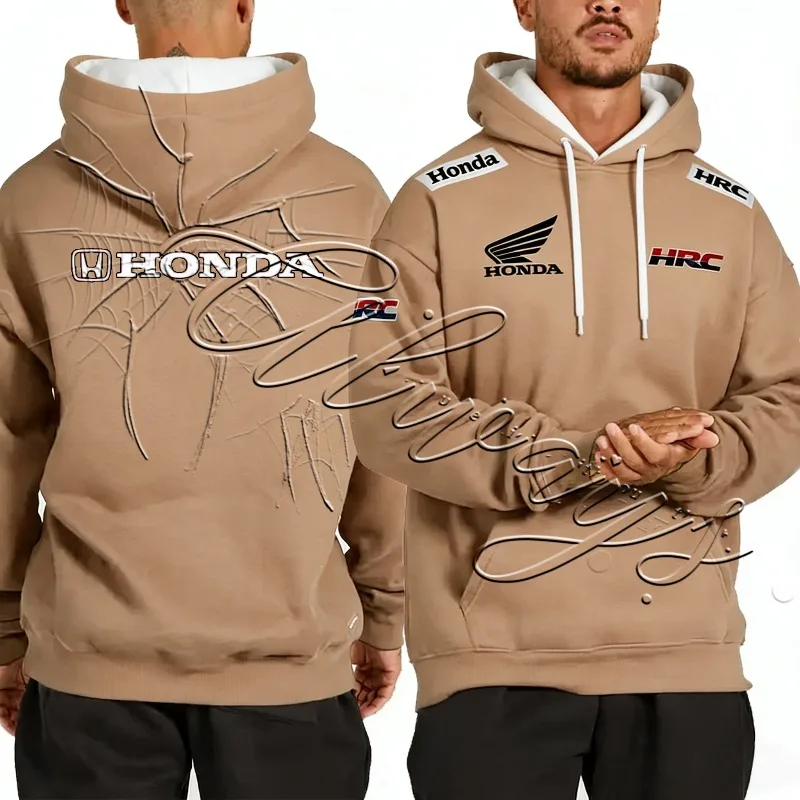 

2026 Autumn/Winter Honda HRC Racing Enthusiasts Outdoor Sports Hoodie Men's MOTO Off Road Mountain Bike Cycling Warm Hoodie
