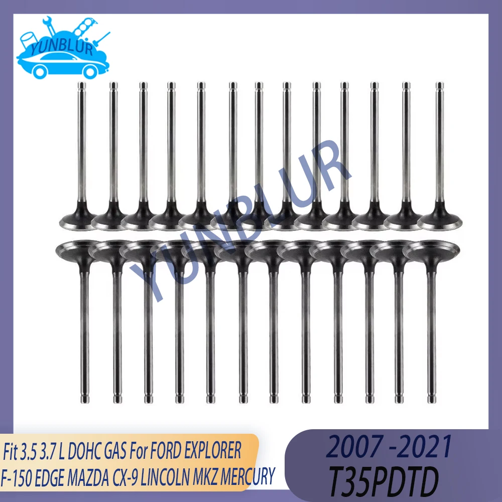 24x Intake & Exhaust Valve Kit Fit 3.5 3.7 L DOHC 07-21 T35PDTD GAS For FORD EXPLORER F-150 EDGE MAZDA CX-9 LINCOLN MKZ MERCURY