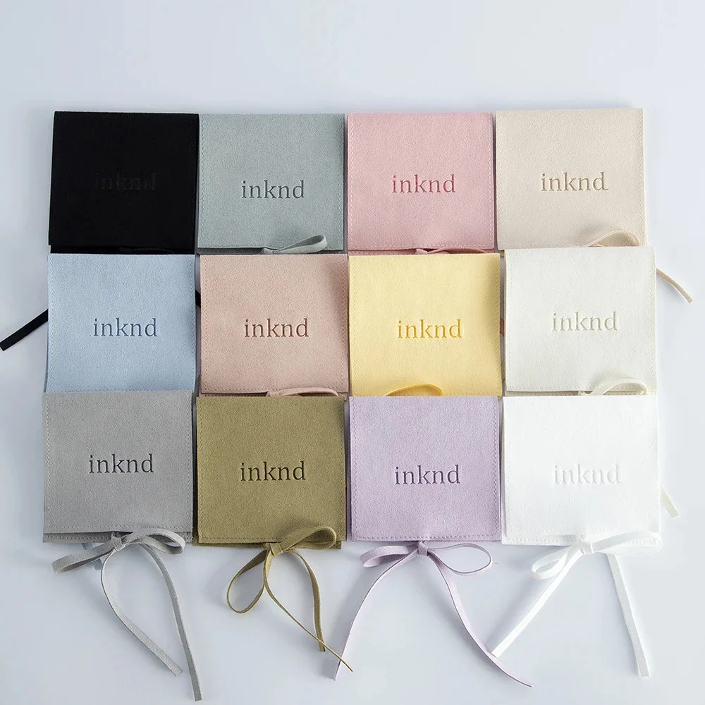 50pcs Custom Print Logo Microfiber Gift Bag Packaging Cosmetic Makeup Jewelry Suede Velvet Pouch Wedding Party Storage Sachet