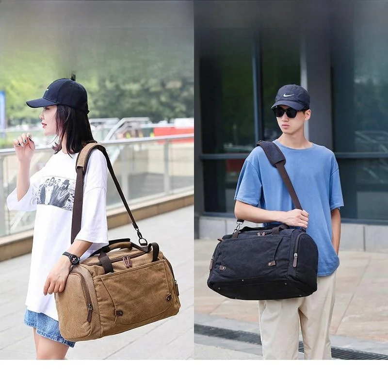 

Large Capaci Canvas Travel Bag Men's ort Trip Outdoor SF Brand Cross-Border Durable oulder Bag Youth Travel ential
