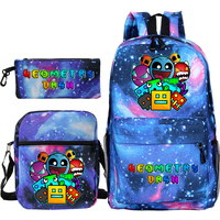 Angry Geometry Dash Backpack 3pcs Set Funny Cartoon Game School Bags Girls Boys Primary School Bookbag With Shoulder Bag Pen Bag
