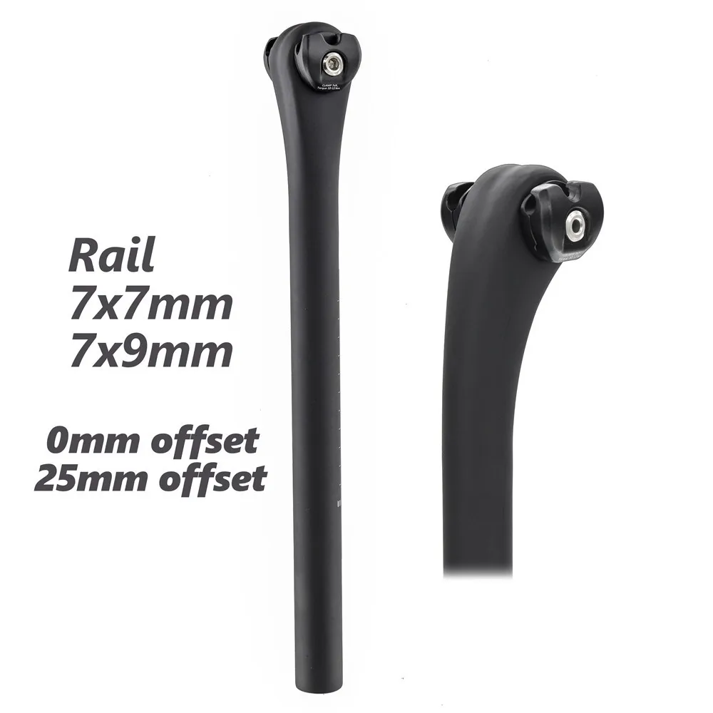 Carbon Road Seat Post 27.2x350mm For 7x7/7x9mm Carbon Rail Road Bike Seatpost Bicycle Saddle Tube 0/25mm Offset Bicycl Saddl