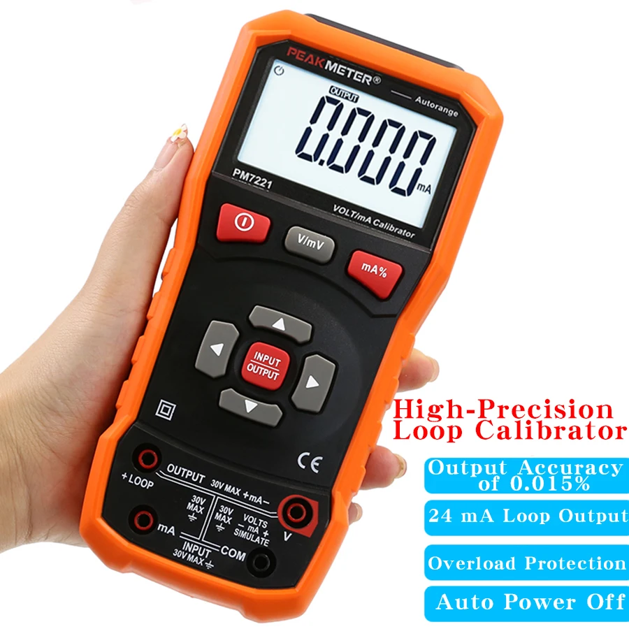 PEAKMETER PM7221 Professional Digital Calibrator DC Voltage Current Digital Calibrator 0-10V 0-24mA Voltage Tester