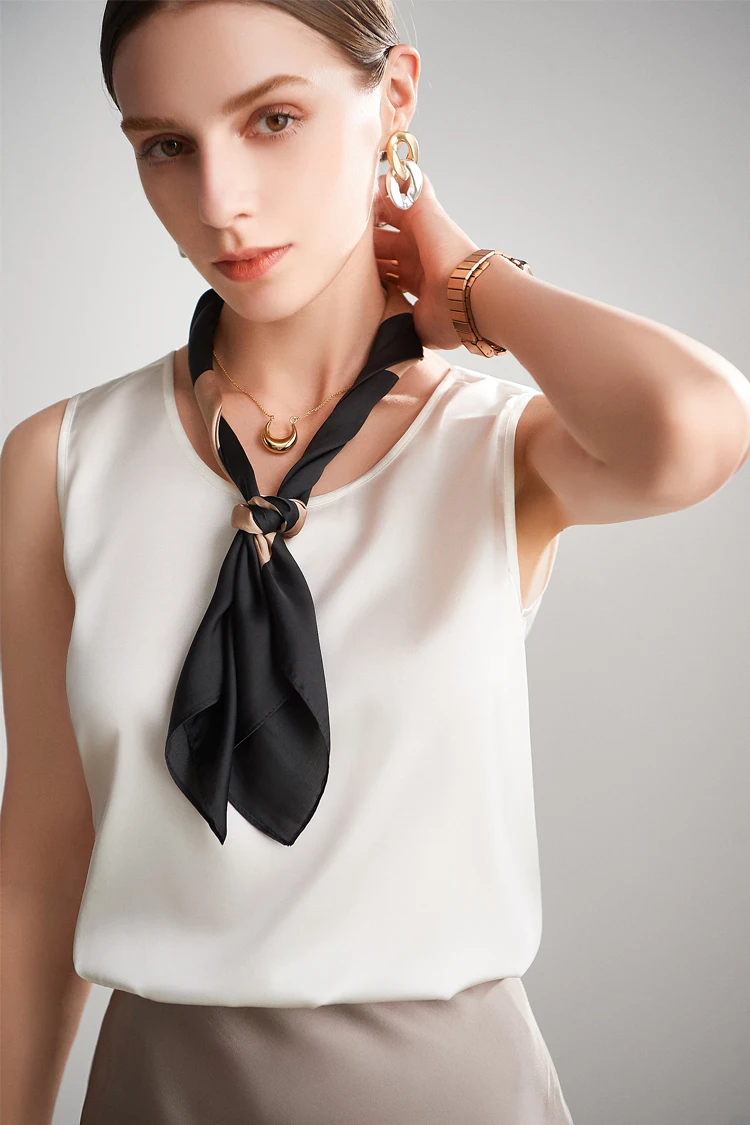 SuyaDream. Women Basic Cozy Tanks, 100% Real Silk, O Neck Sleeveless Chic T Shirt, 2025 Solid Summer Vests, White, Pink, Beige