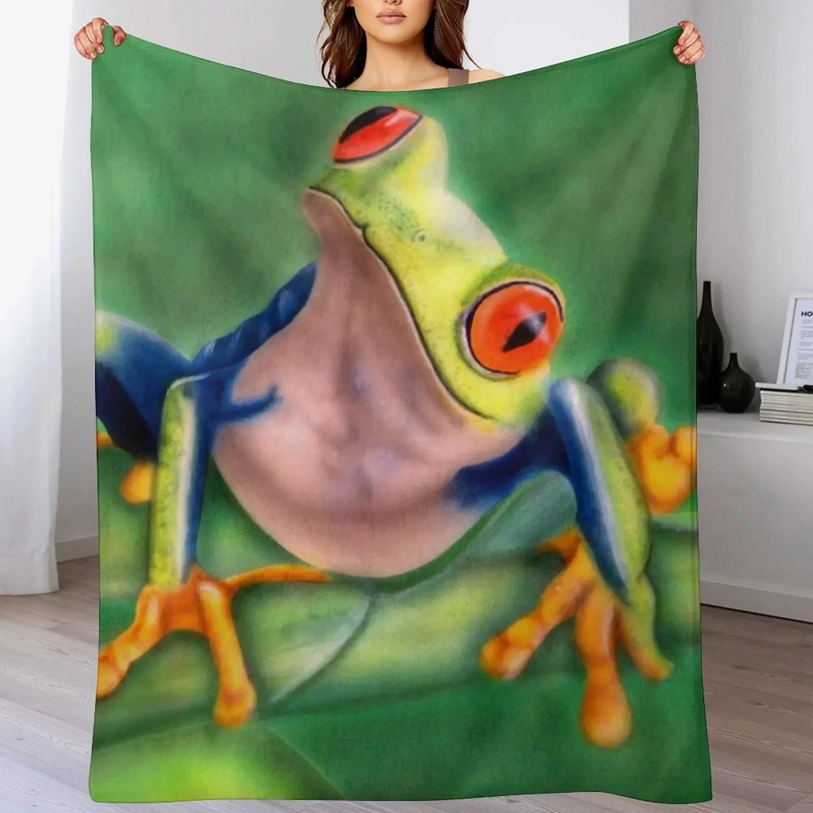 

red-eyed tree frog Throw Blanket Loose Bed Hairy Beautifuls Blankets