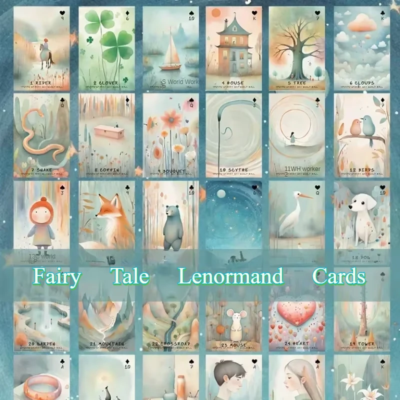 Märchen 42 wasserdichte Lenormand-Karten aus PVC, berühmtes Deck, Freund, Party, Brettspiel, Psychologie, Anfänger, Astrologie, Wahrsagerei