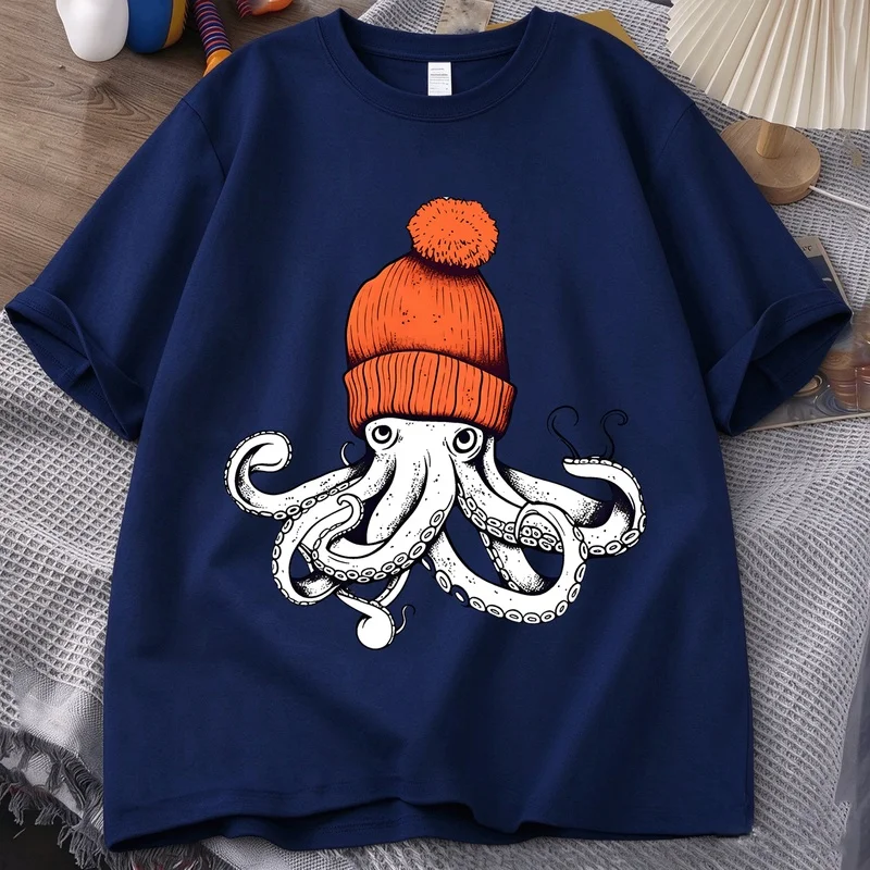 Men'S Fashion Printed T-Shirt Men'S Octo Beanie Graphic Top Summer Casual Short-Sleeve T-Shirt Suitable for everyday wear