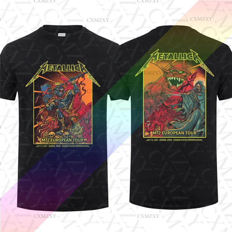 

2025 Men T Shirt Casual Metallicat M72 European Tour Madrid Spain The Final T-shirt Graphic Summer 100% Cotton S-3XL Cool Tee