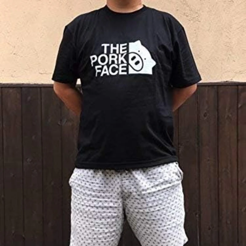 

Men's Cotton T-shirt The Pork Face Short-Sleeved T-Shirt Funny Shirt Offensive Regular Short Sleeve Tops O-neck Vintage Fashion