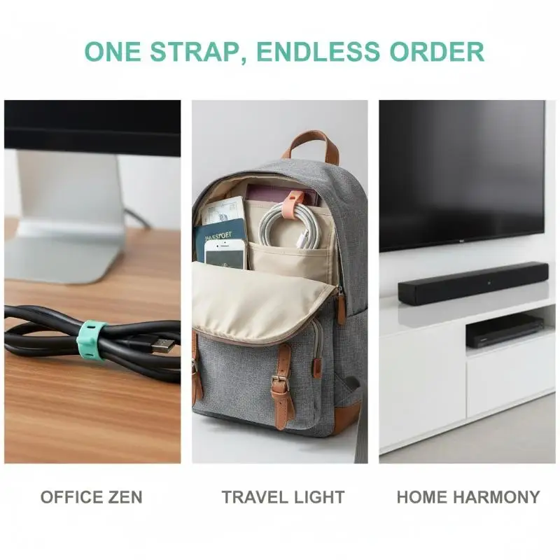 TPR Reusable  10 Pcs Adjustable Multi-Color  Straps for Sorting Headphones Chargers Home Desktop Travel