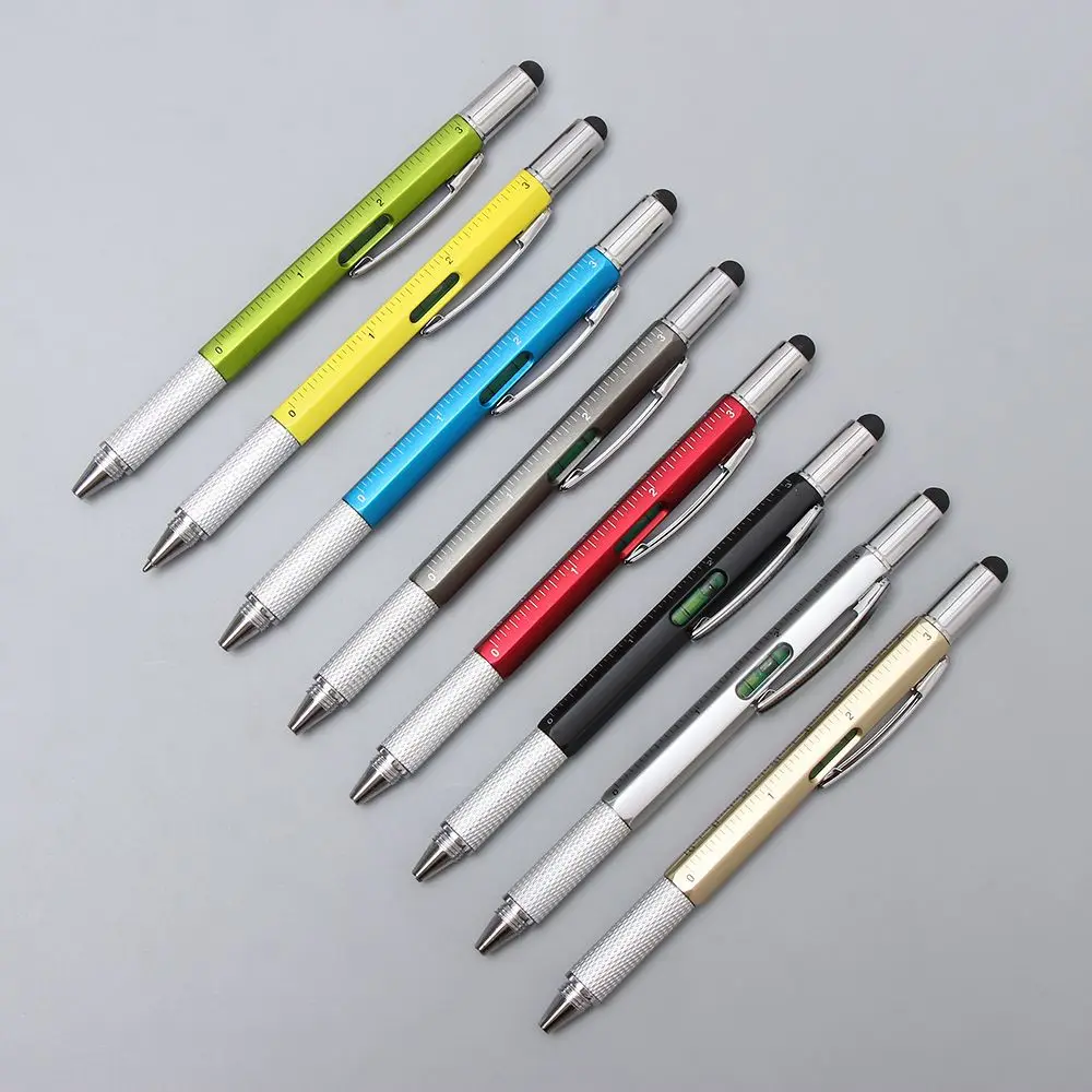 

1Pc Multi-functional Pen Plastic Screen Touch Ruler Gadgets Capacitive Pen Spirit Level Ballpoint Pen Writing Supplies