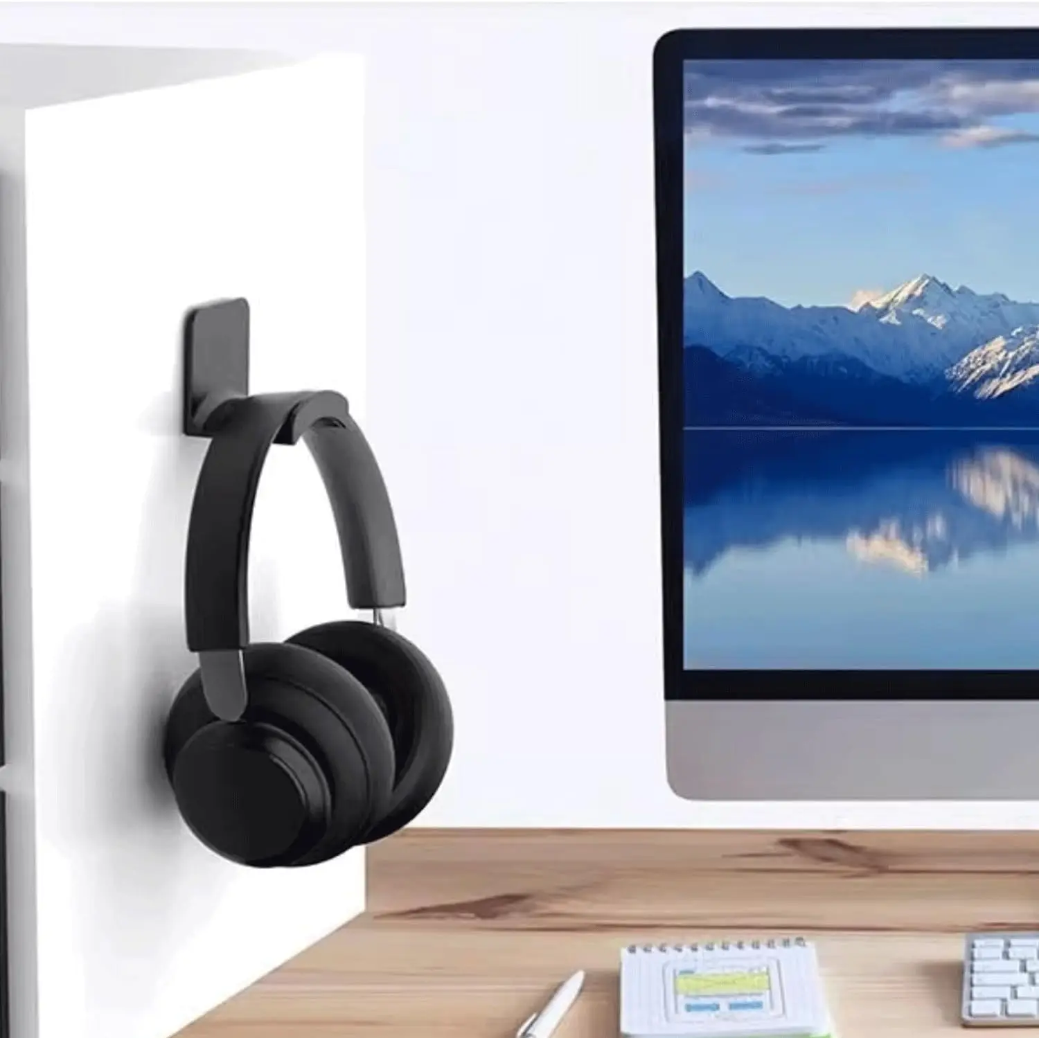 Universal Headphone Stand Adhensive Plastic Wall Mount Hanger Under Desk Headset Rack Holder Support for Gaming Earphone Bracket