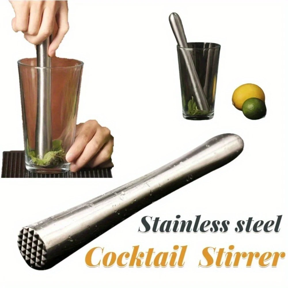 1pc Cocktail Shaker Stick Muddler Drink Pusher Home Brewing & Wine Making Barware Steel Wine Mixing Stick Muddler Drink Stirrers