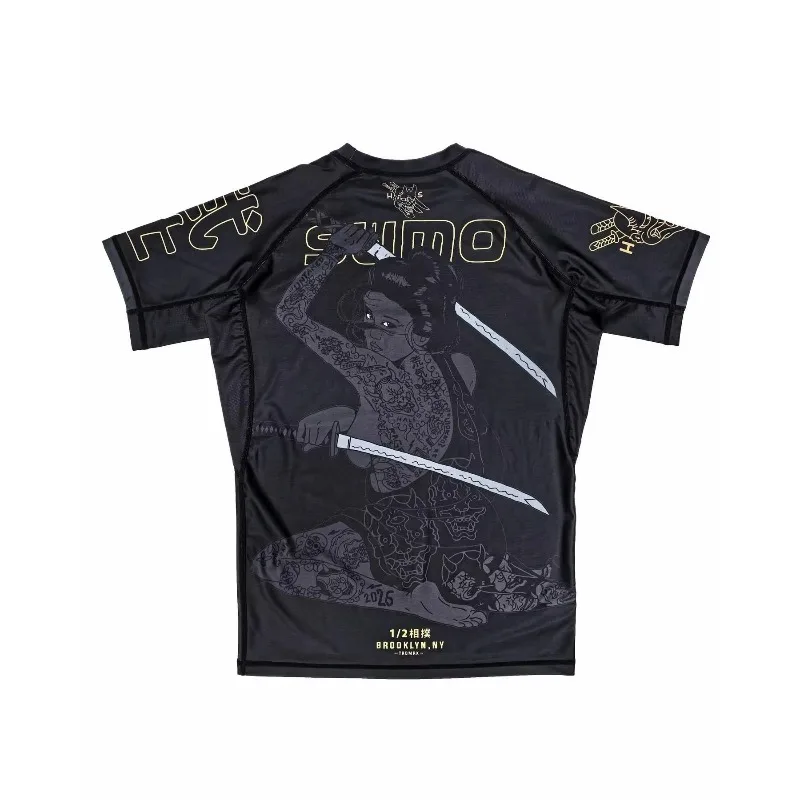 2026 Summer Ukiyo-e Style Print T-shirt Quick Drying Breathable Comfortable Tight-Fitting for Training Short-Sleeve Men's Tops