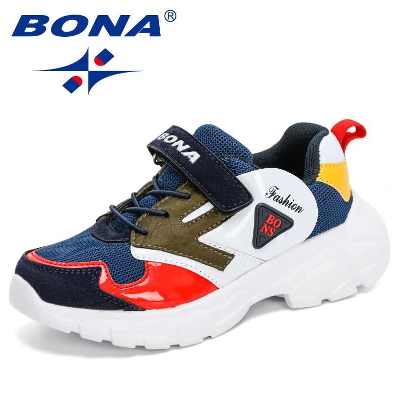 BONA projektanci buty do chodzenia chłopięce sportowe trampki dziecięce markowe buty do biegania dziewczęce skórzane buty do biegania na co dzień