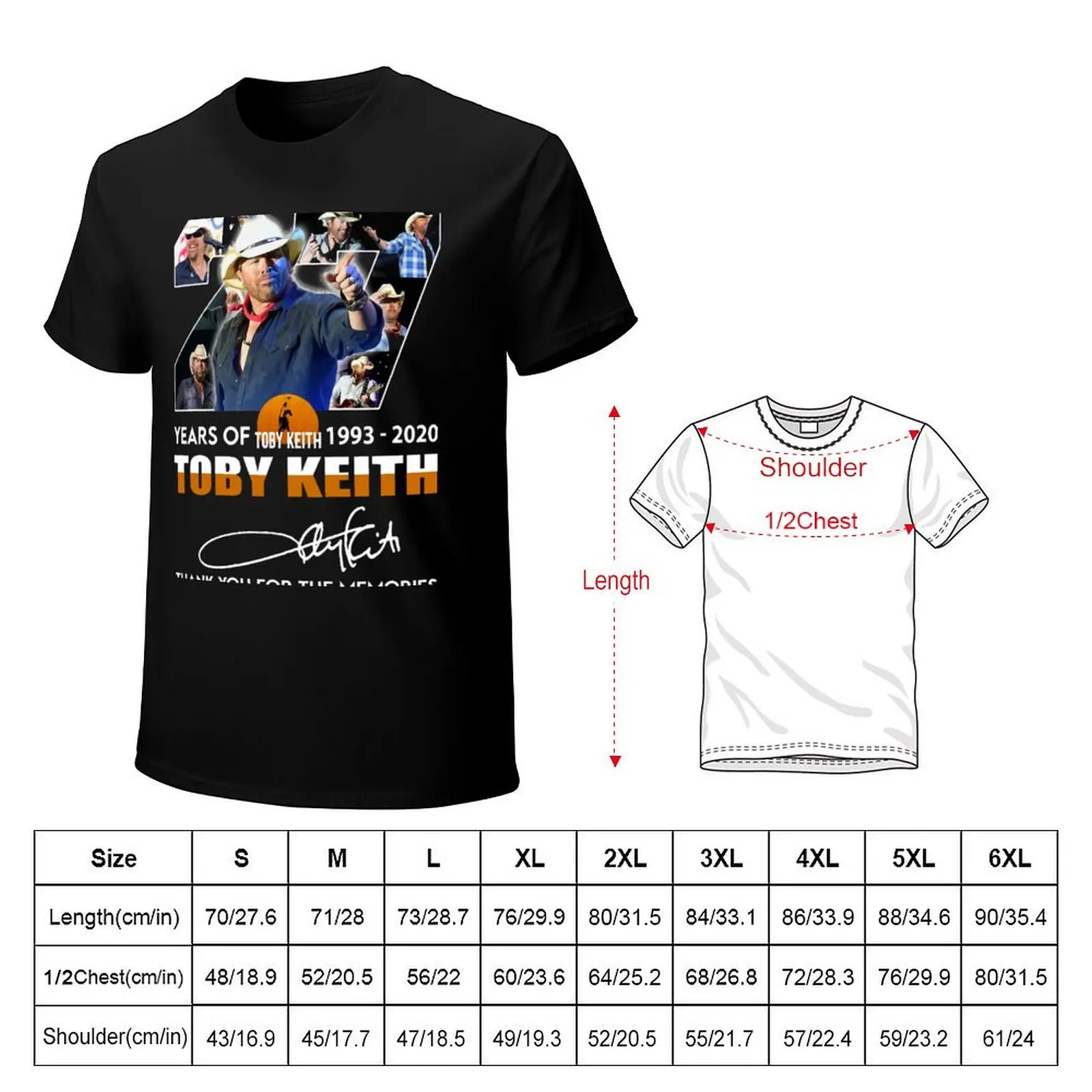Toby Keith 1993-2022 Toby Keith Thank You The Memories(1) T-Shirt Casual All Match Short Sleeve T-Shirt