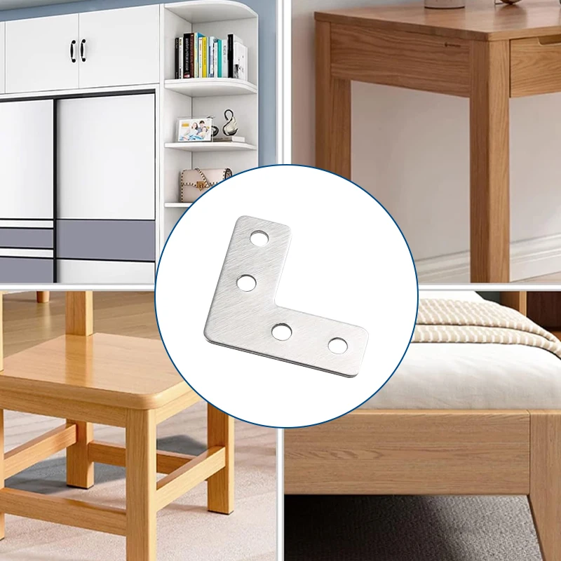 10/20/30 шт. L-образный угловой код 40 мм (1,57 дюйма), прямоугольный кронштейн, крепеж для мебели, используемый для стабилизации столов и стульев