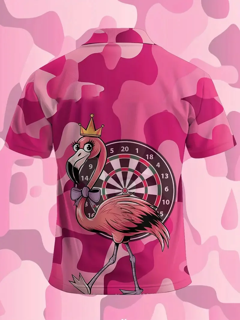 Men's Crane Pattern Dart Polo Shirt, Competition Creative Gift, Training, Sportswear, Sports Style