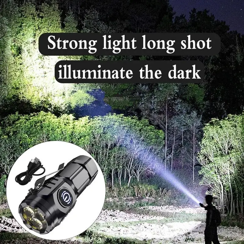 LED Super Bright Flashlight Portable Mini Burst Flash Torch Rechargeable Outdoor Emergency Spotlight with Pen Clip