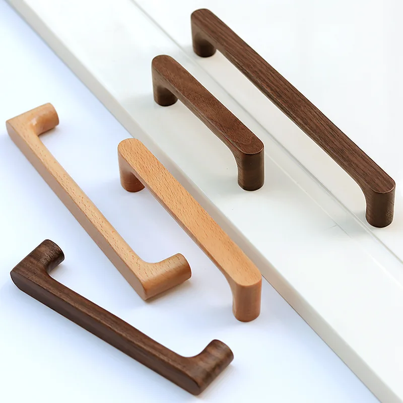 Log wood color wooden cabinet door handles cabinet wardrobe handle modern simple solid wood handle drawer door handles