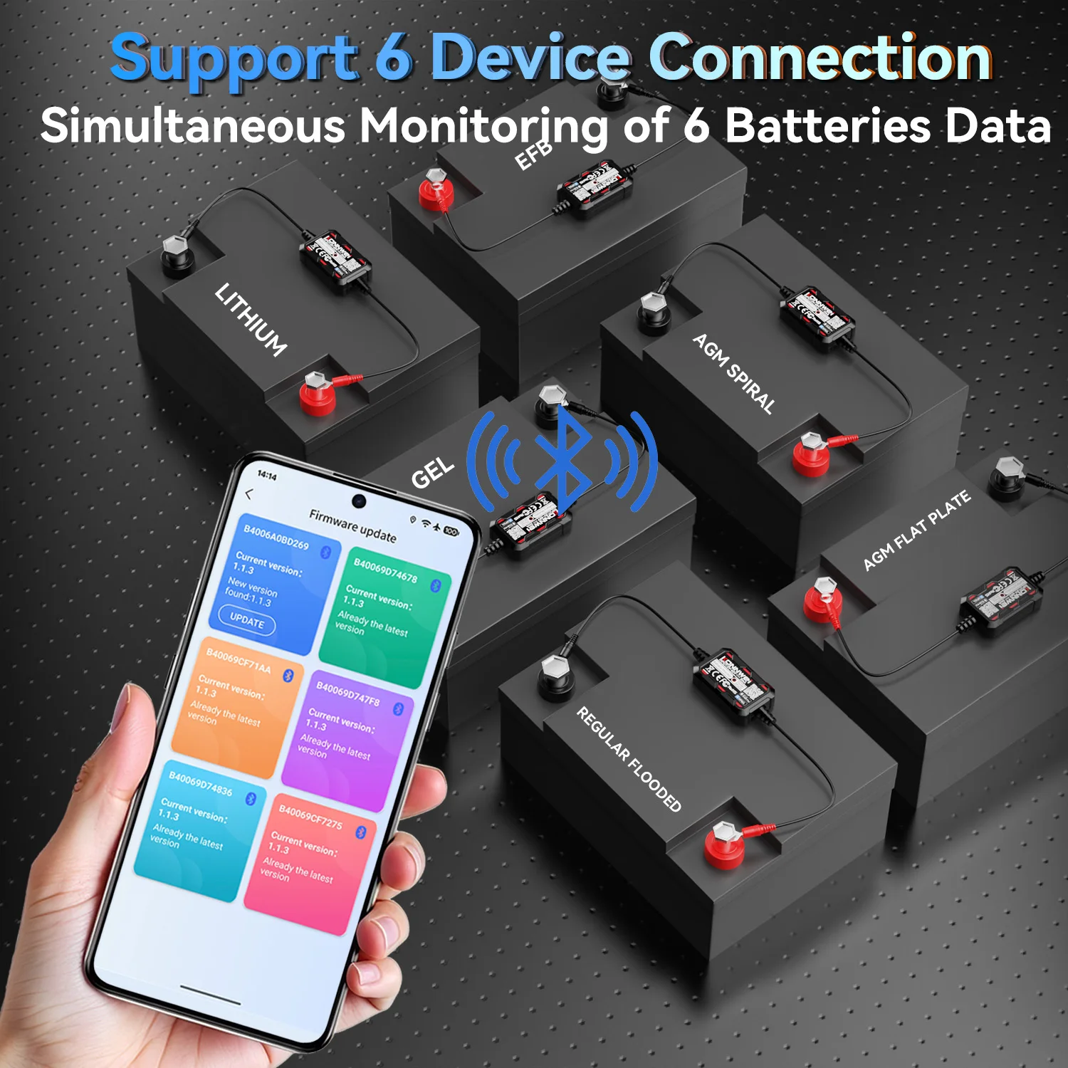 KONNWEI BK400 Bluetooth 5.2 Car Battery Monitor Wireless 12V 24V 48V Cranking Charging Car Battery Health Tester for Android IOS - view 4