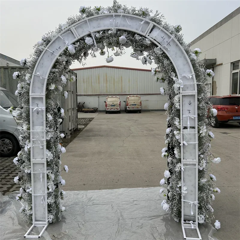 Hot sales 8 foot high hot selling fake white rose arch for wedding decoration
