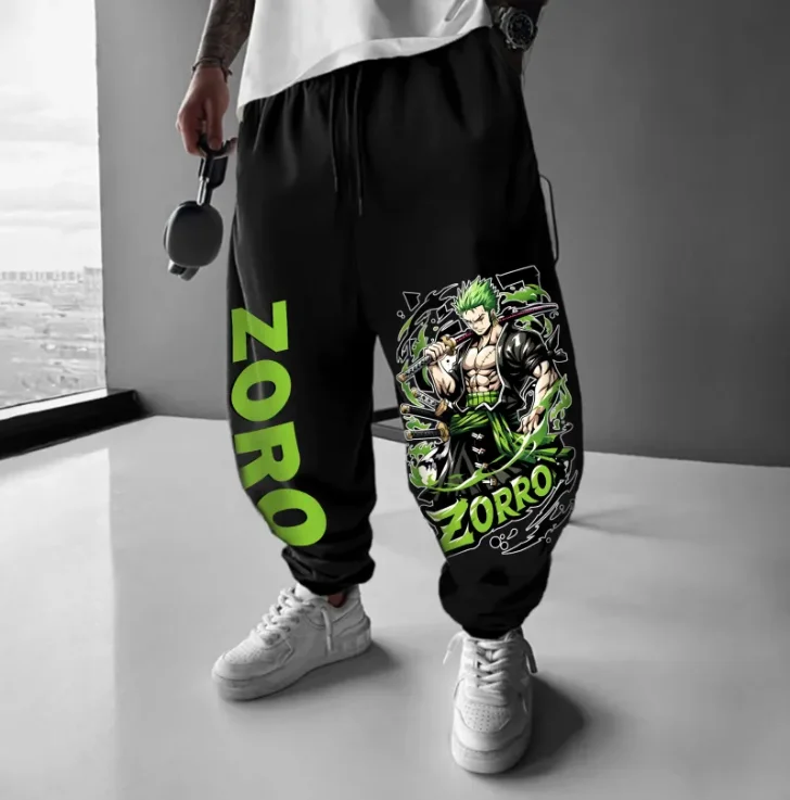 One Piece character printed long pants for men and women, autumn and winter fleece long pants, sporty and casual