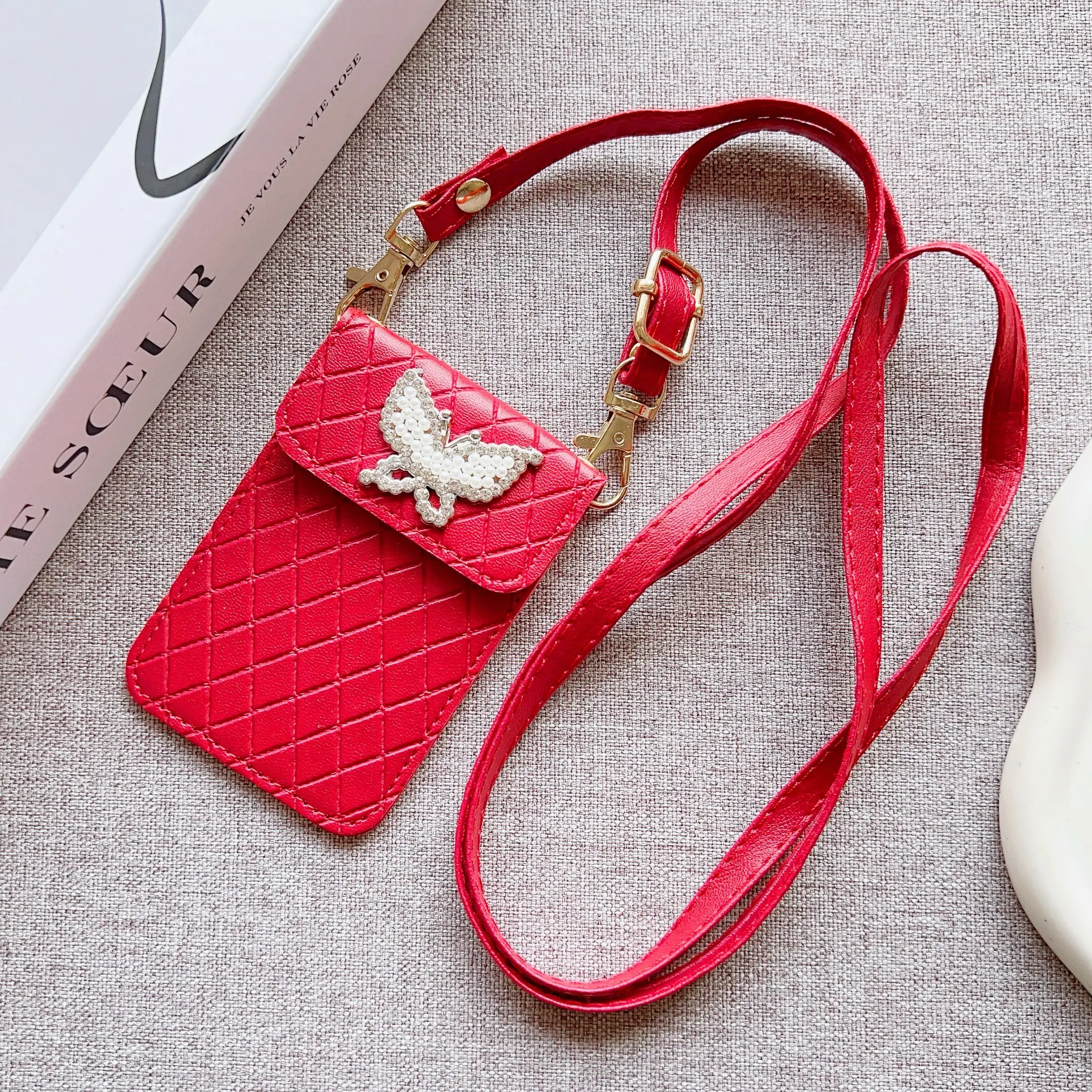 Klassisches Leder-Handyband, universell einsetzbar, langes Umhängeband, Schultergurt, Rucksackgurt, schlichtes Lanyard