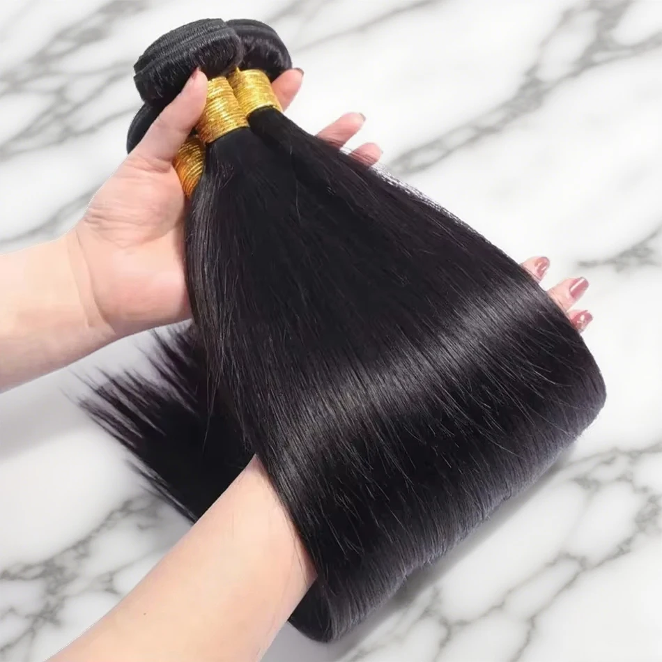 

15A Прямые 100% пучки человеческих волос черного цвета, необработанные 40-дюймовые пучки Remy Raw 1 3 4 для наращивания волос для женщин