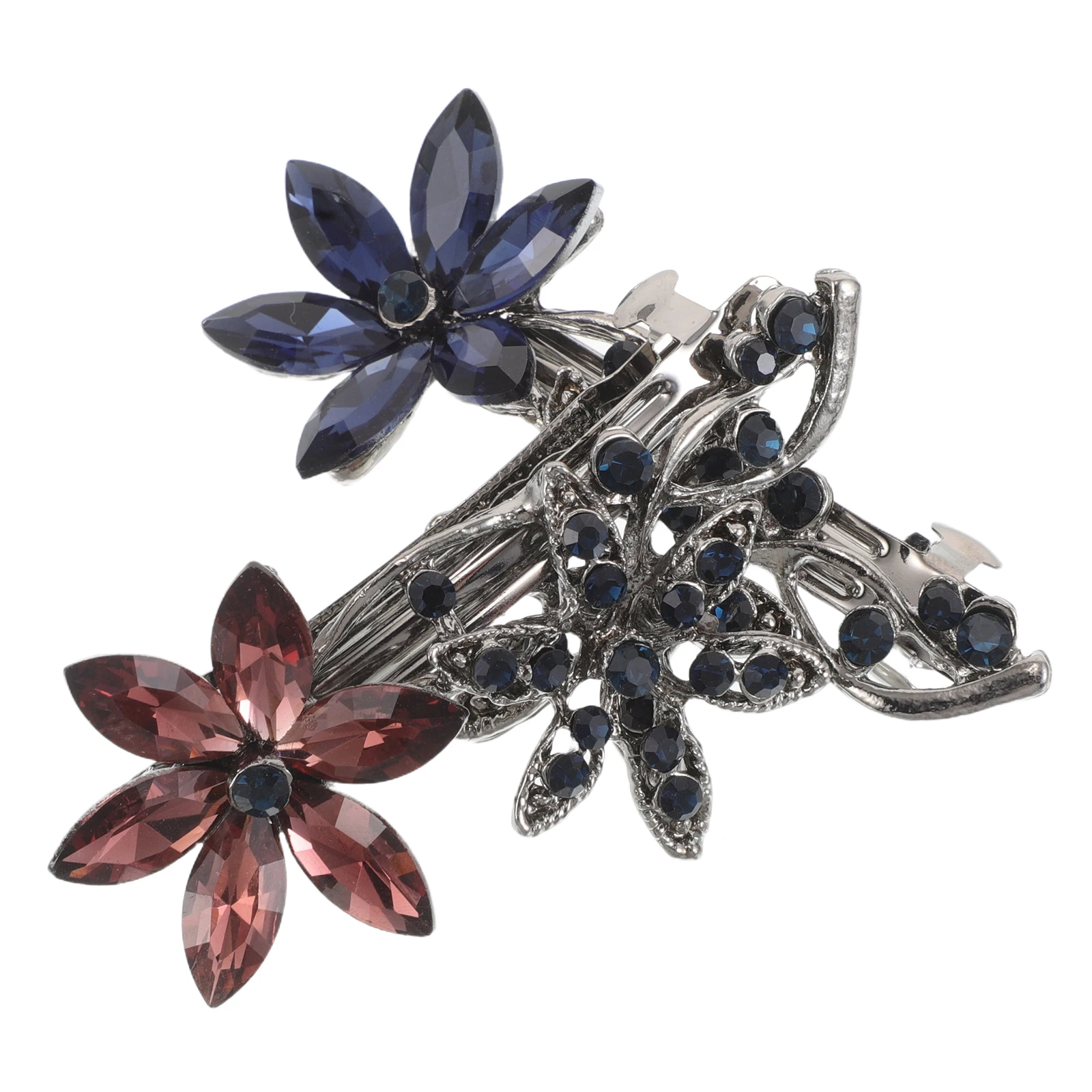 

2pcs Pink Decorative Bangs Accessories Women Flower Rhinestone Flower Hair Hair Clips Floral Clips Styling Tools