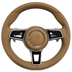 Custom Leather Steering Wheel Fit For Porsche Macan Taycan Cayman Panamera Cayenne 958 971 718 991 911 Boxster GT Turbo