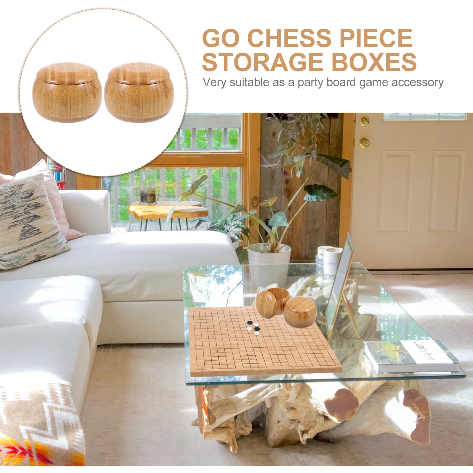 

Бамбуковая шахматная коробка для Go Pieces, маленькие закругленные банки, компактный ящик для хранения, гладкая поверхность, прочная качественная крышка, игровой контейнер