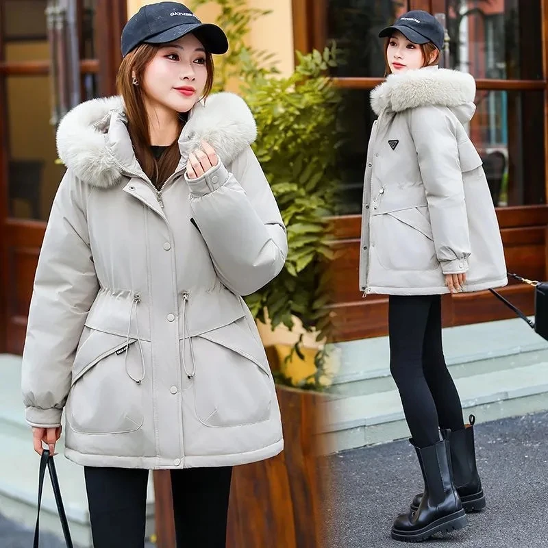 معطف الشتاء 2025 جديد رشاقته باركر المرأة الدافئة انفصال الداخلية أسفل سترة قطن الإناث فضفاضة الدافئة مقنعين سترات معطف