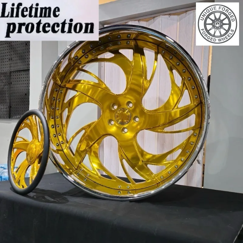 26 Style Gold 2 Piece 20 22 24 26 28 30 Inch 5x120 6x135 6x139.7 8x170 8x180 Alloy Forged Wheels For F‑body For C8 For F150 Pass