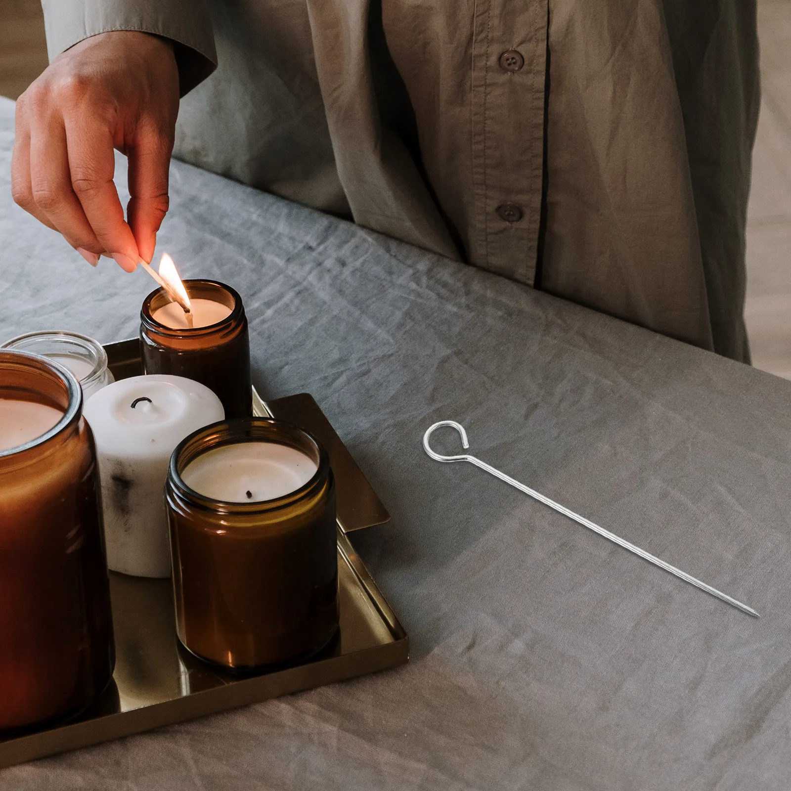 

10pcs Retainer Device Making Tools Iron Wick Centering Apparatus Metal Alignment Needle For Diy Candles Wick