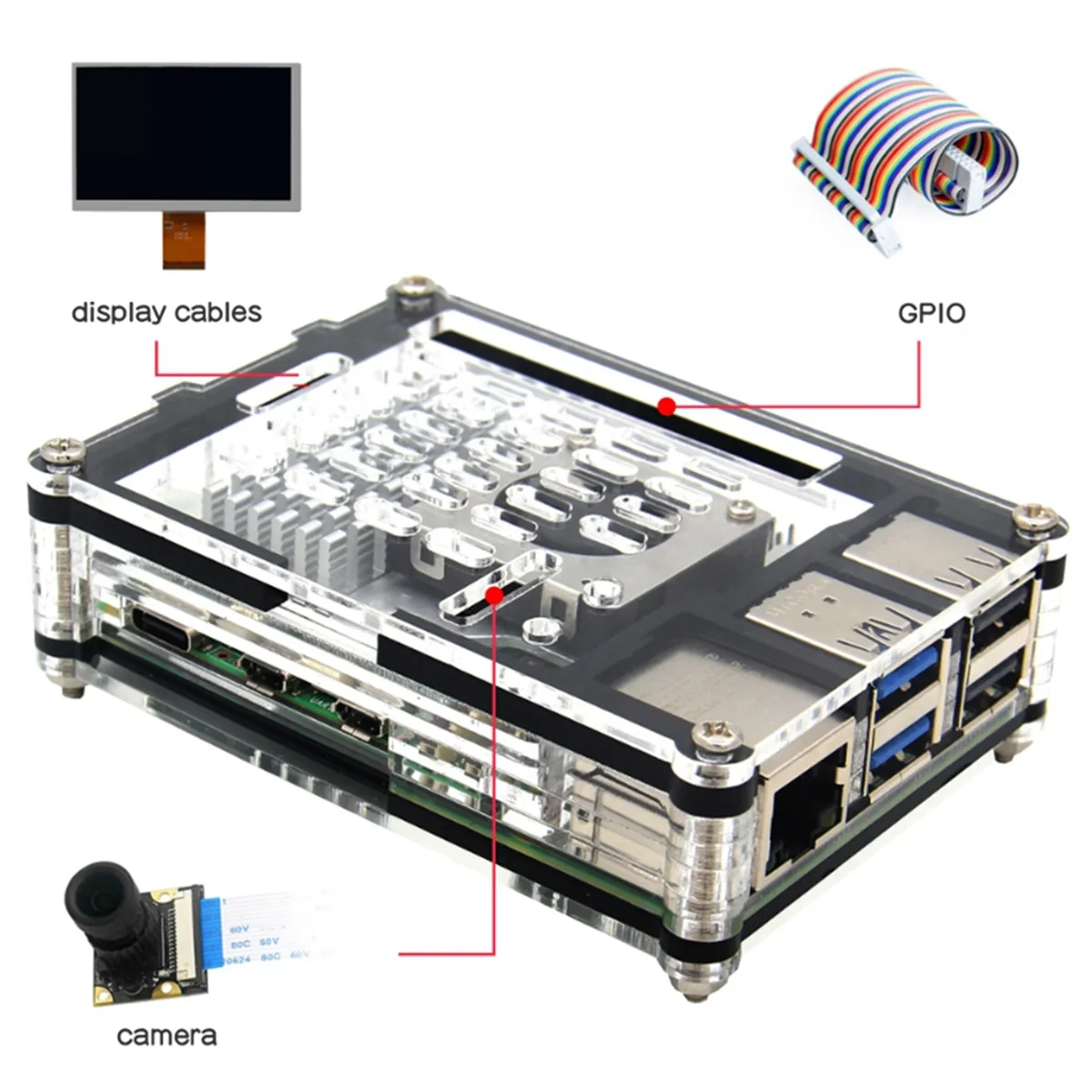 AT87-9-слойный акриловый чехол для Raspberry Pi 5, совместимый с активным кулером Raspberry Pi 5