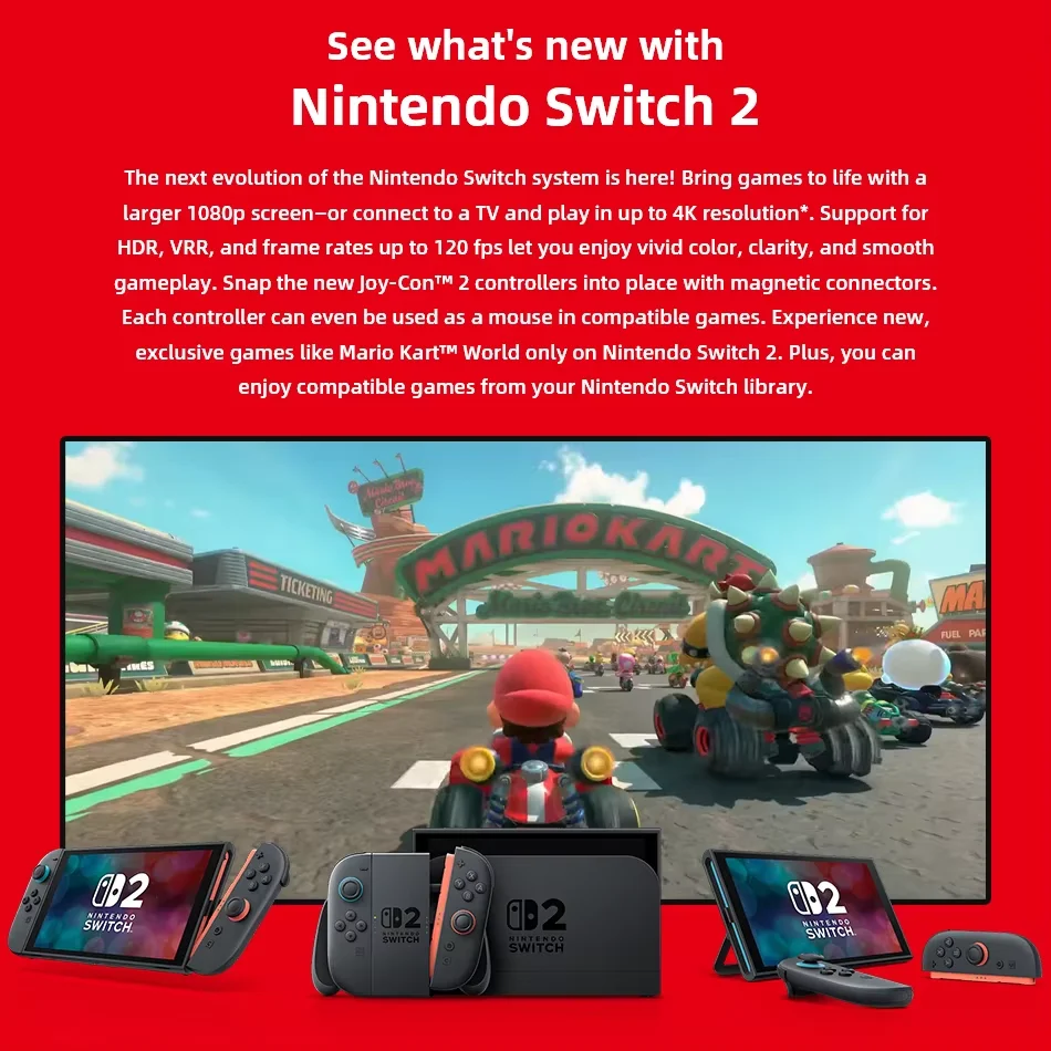 النسخة العالمية نينتندو سويتش 2 NS2 وحدة تحكم ألعاب محمولة 7.9 بوصة شاشة LCD 1080P 256GB تصميم مغناطيسي جهاز ألعاب محمول