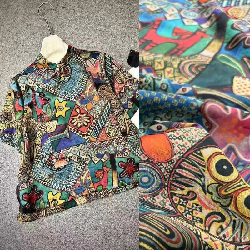 

Шелковая ткань Hualuo шириной 114 см шириной 25 мм со специальным многоцветным принтом для шитья летнего платья, юбки, брюк, мягкая шелковая ткань R2140